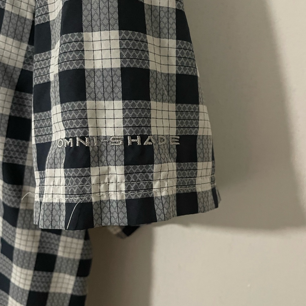 Columbia Black and Cream Plaid Shirt